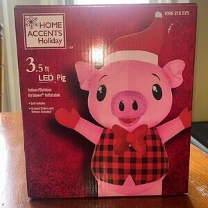 Home Accents Holiday Christmas Airblown Inflatable Pig 3.5 foot Pre-Lit LED NEW